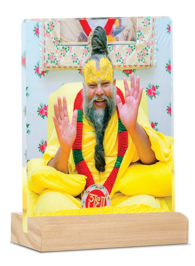 Giftplease Divine Desktop Photo Frame of Shri Premanand Maharaj Ji | Spiritual Table Stand with Wooden Base | Inspirational Religious Gift & Decor for Home, Office, GMP_04 - Image 1